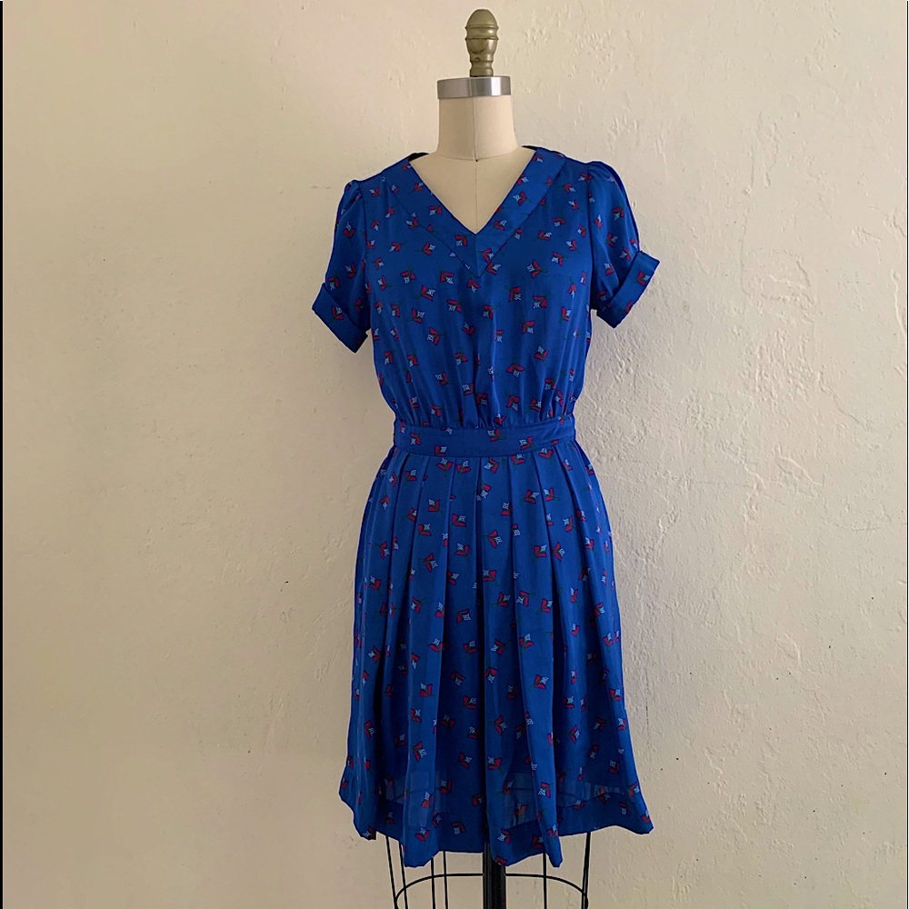 Sold Blue Floral Print Mini Dress